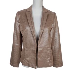 Chicos Jacket Blush Metallic Glimmer Womens S Pockets Dressy Career Holiday